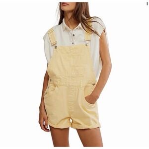 Free People We The Free Ziggy Yellow Denim Overall Romper L OB147658